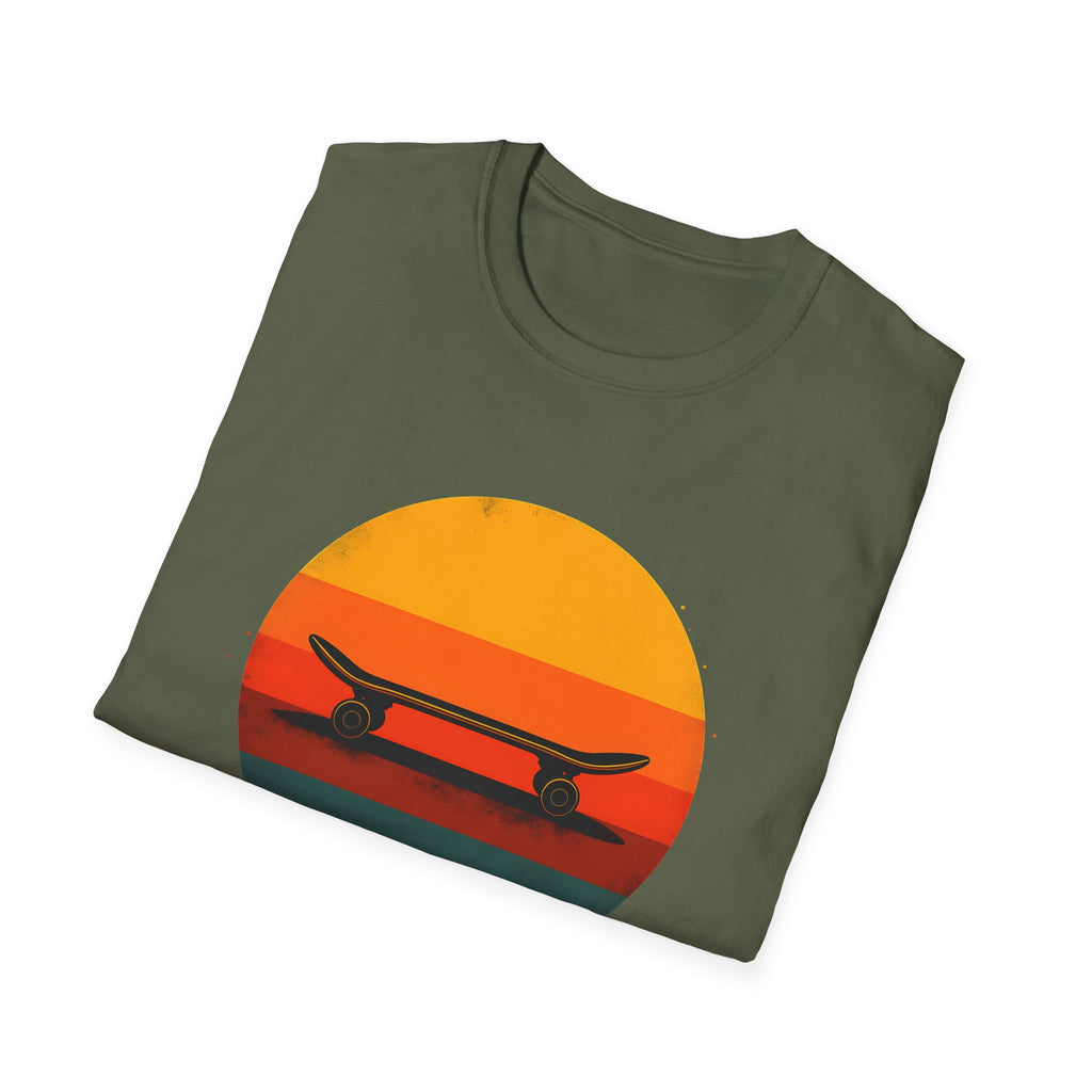 Skateboard silhouette at sunset T-Shirt