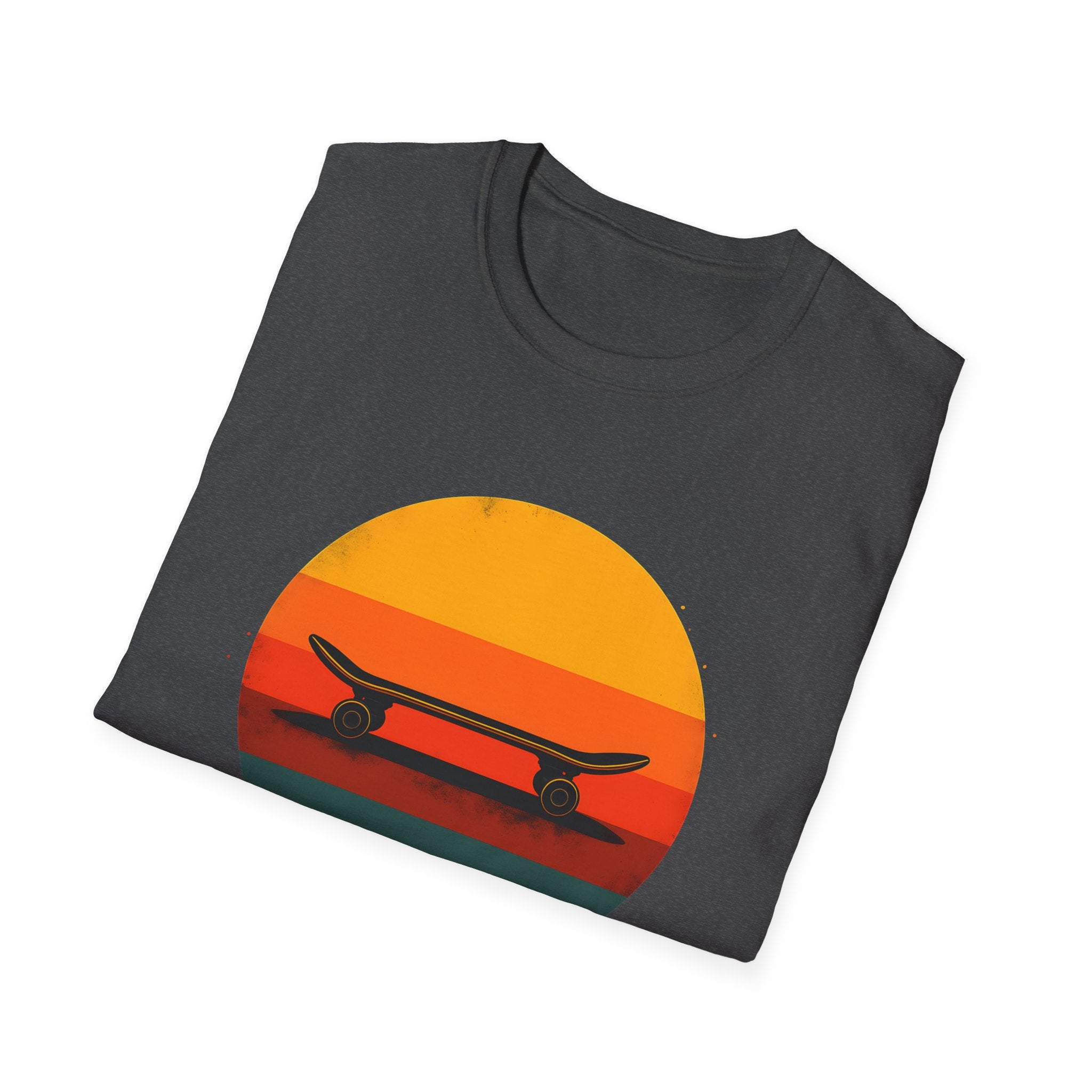 Skateboard silhouette at sunset T-Shirt