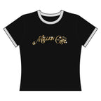 Taene "Million Girl" Women's Ringer Tee – Retro Gold Script Graphic Shirt