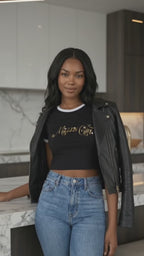 Taene "Million Girl" Women's Ringer Tee – Retro Gold Script Graphic Shirt
